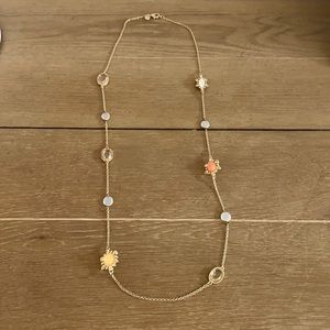 LOFT long gold chain necklace with stones and rhinestones